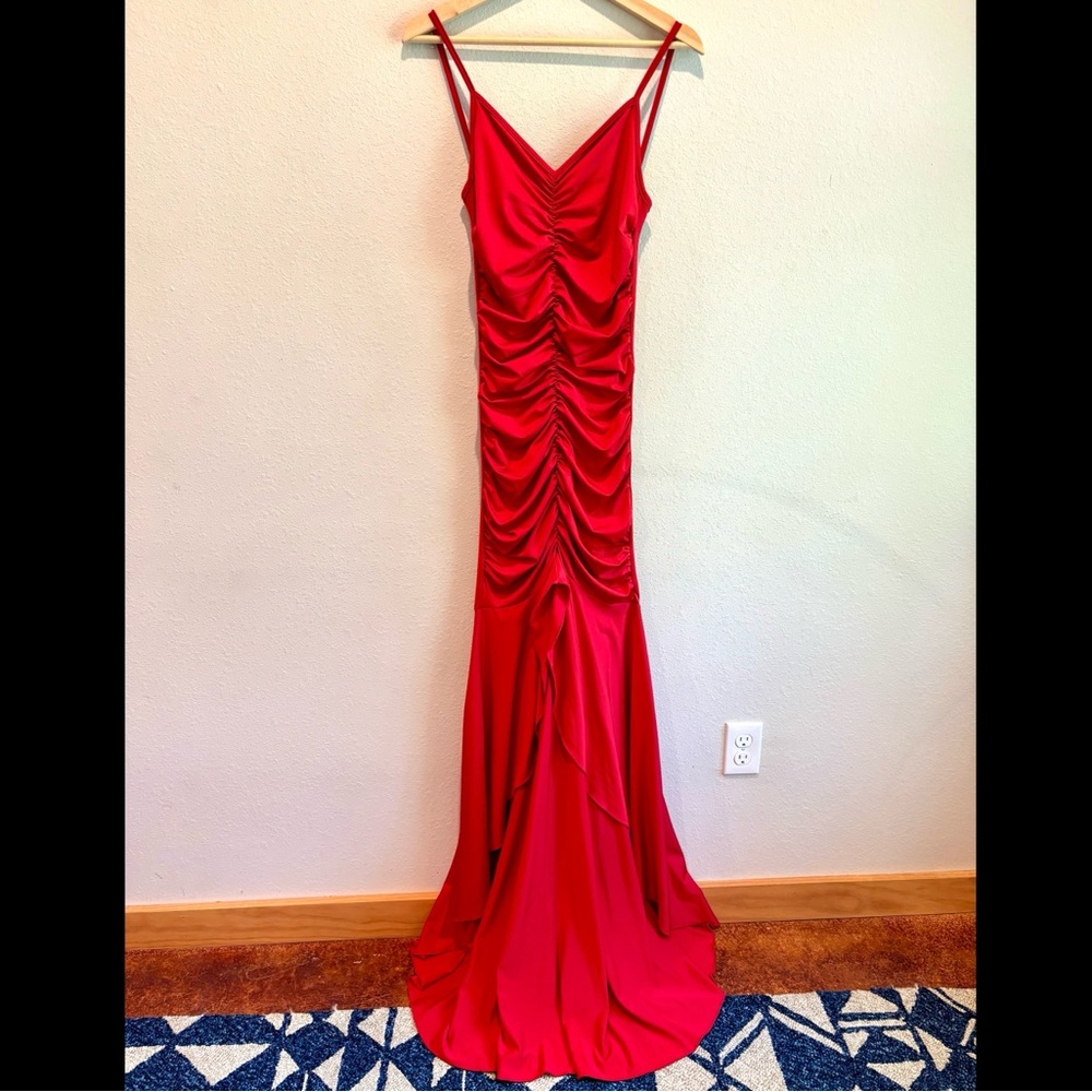 Mapele Stretchy Maxi Comfortable Red Evening Gown